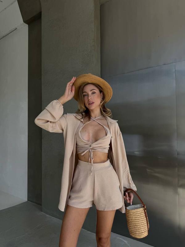 Dame To-delt Sæt med oversized Bluse og stilfuld Top Stilla