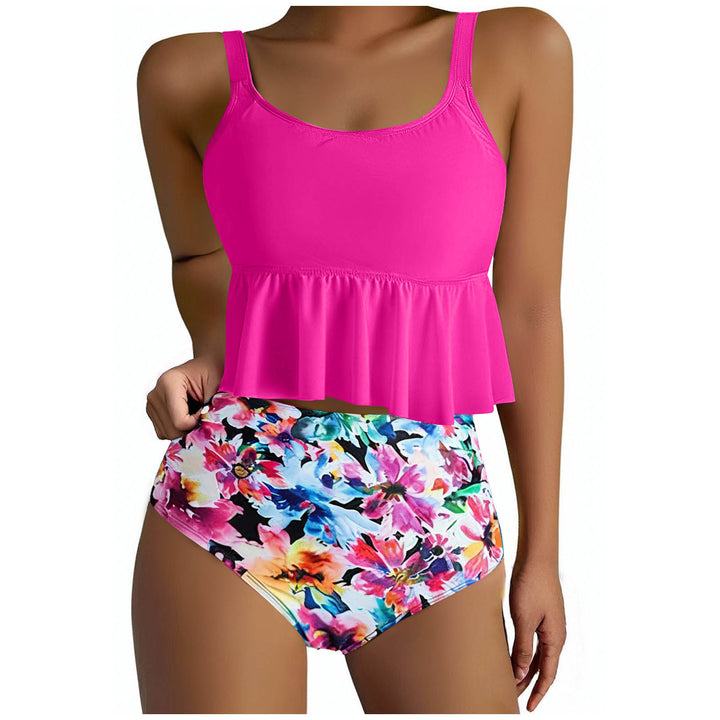 Femme Flowing Peplum Top Højtaljet Badedragt Sæt Stilla