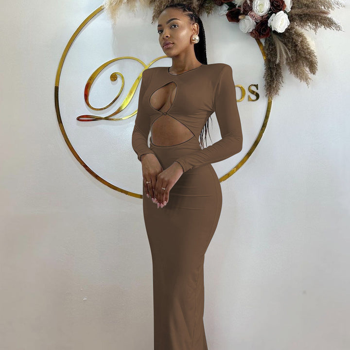 Dame elegant Bodycon-kjole med cut-out-detaljer og lange ærmer Stilla