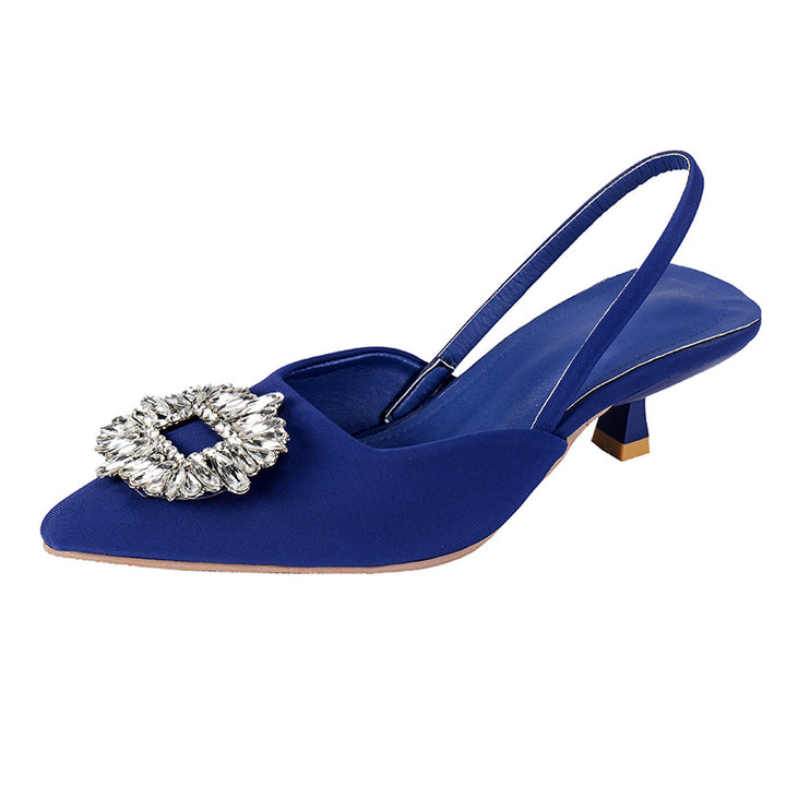 Dame Slingback-pumps med elegant spidsform og funklende smykke-detail Stilla