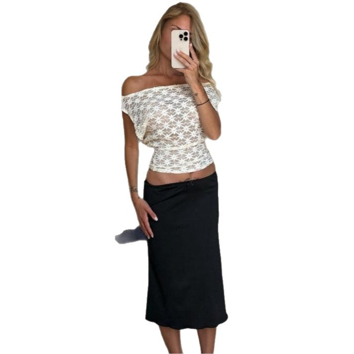 Dame Off-Shoulder Spidsoberdel med floral design Skovae