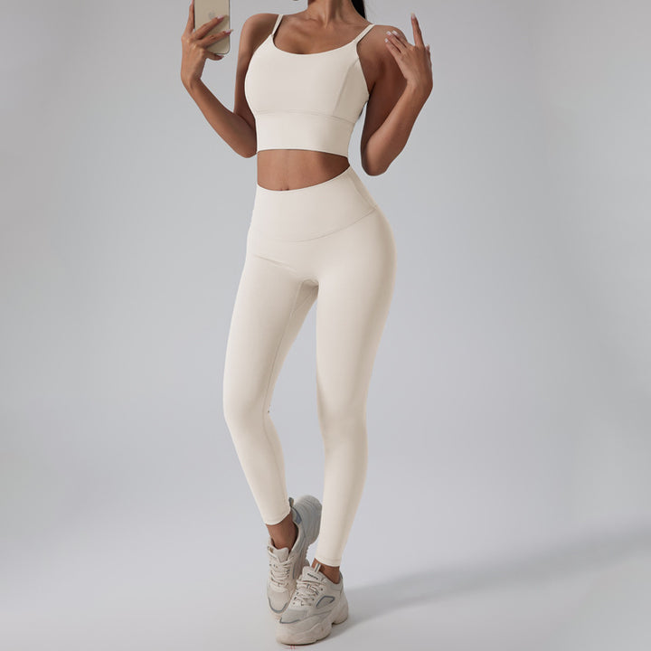 Dame Sporty Sæt med tætsiddende Top og Høj Talje-Leggings Stilla