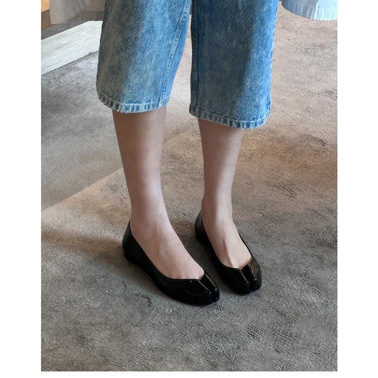 Damer Stilfuld Patent Læder Spids Tå Ballerinas Stilla