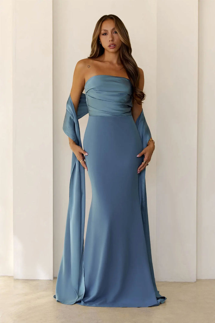 Damer Elegant Aften Kjole med Off-Shoulder Design og Flydende Stof Skovae