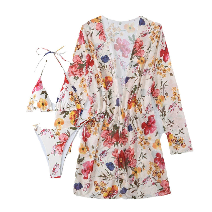 Dame Blomsterprint Kimono og Bikinitøj Stilla