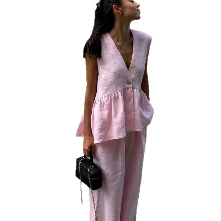 Femme Peplum Knap-op Top Stilla