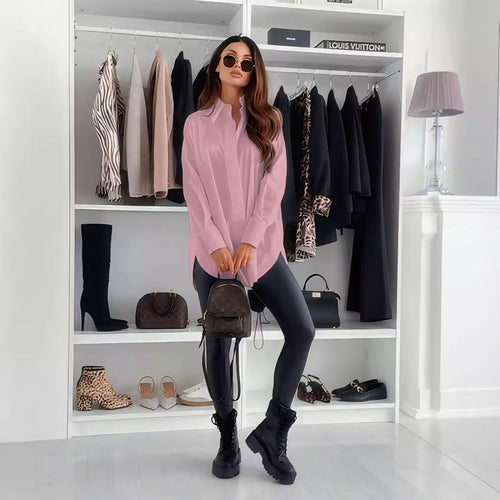 Dame elegant bluse med moderne oversized snit og strukturerede ærmer Stilla
