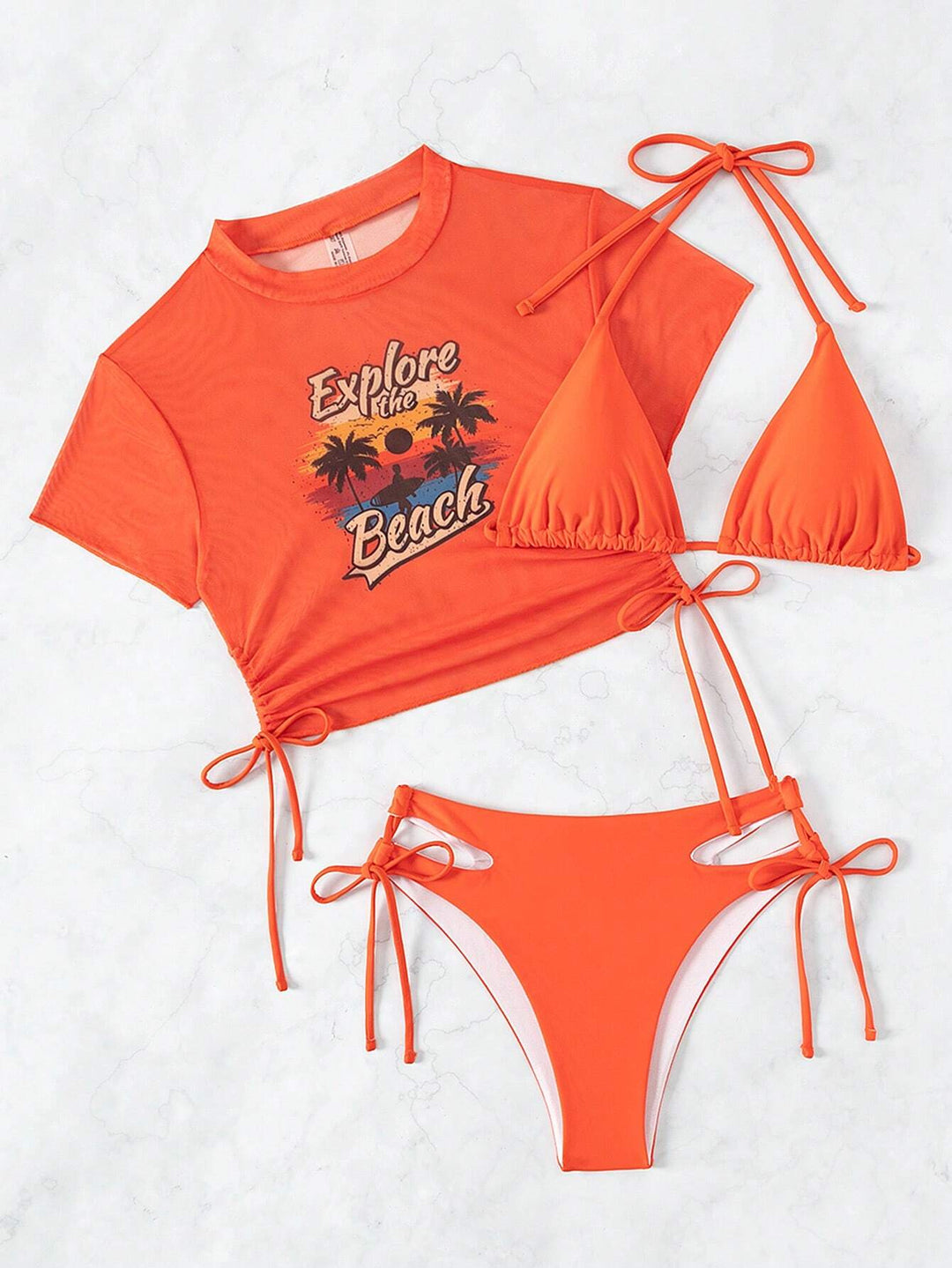 Dame bikini-sæt med gennemsigtigt top og cut-out-detaljer Stilla