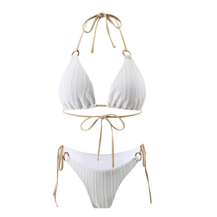 Dame Triangel-Bikini-sæt med raffineret hæklemønster og justerbare bindebånd Stilla