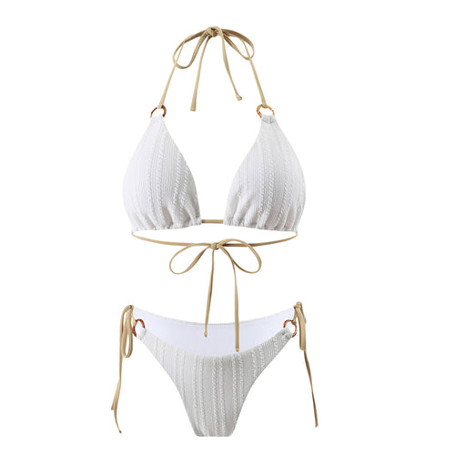 Dame Triangel-Bikini-sæt med raffineret hæklemønster og justerbare bindebånd Stilla