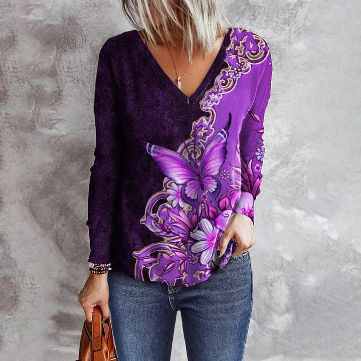 Stilla | Elegant Sommerfugltryk Fashionable Tee