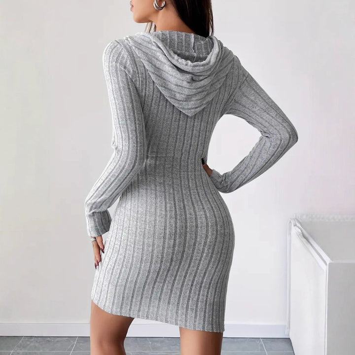Dame hætte sweatshirt kjole med stribet design Stilla