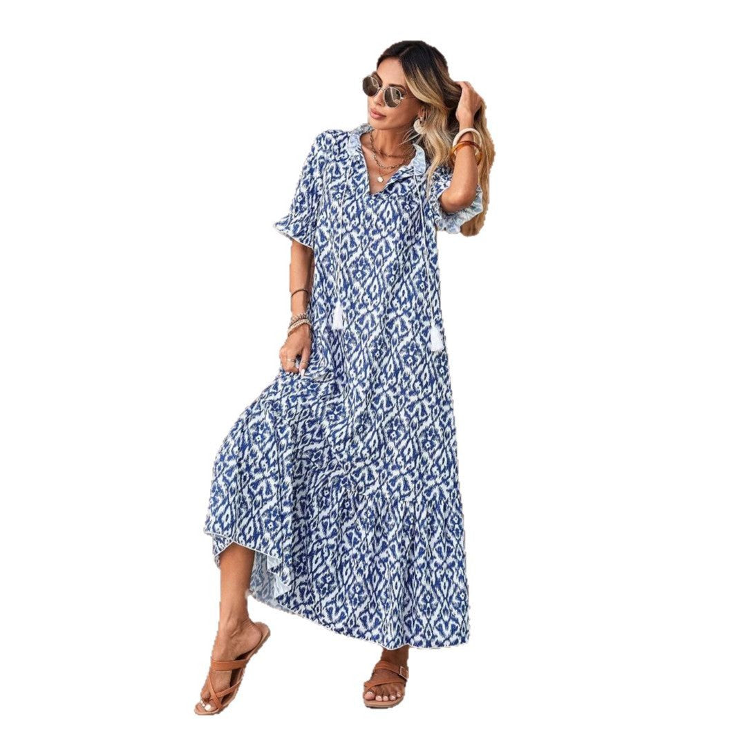 Dame Bohemian Maxi Kjole med lagdelt kant Stilla