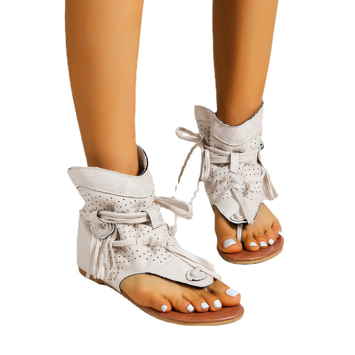 Dame sål sandaler med fashionable frynser og perforeret design Stilla