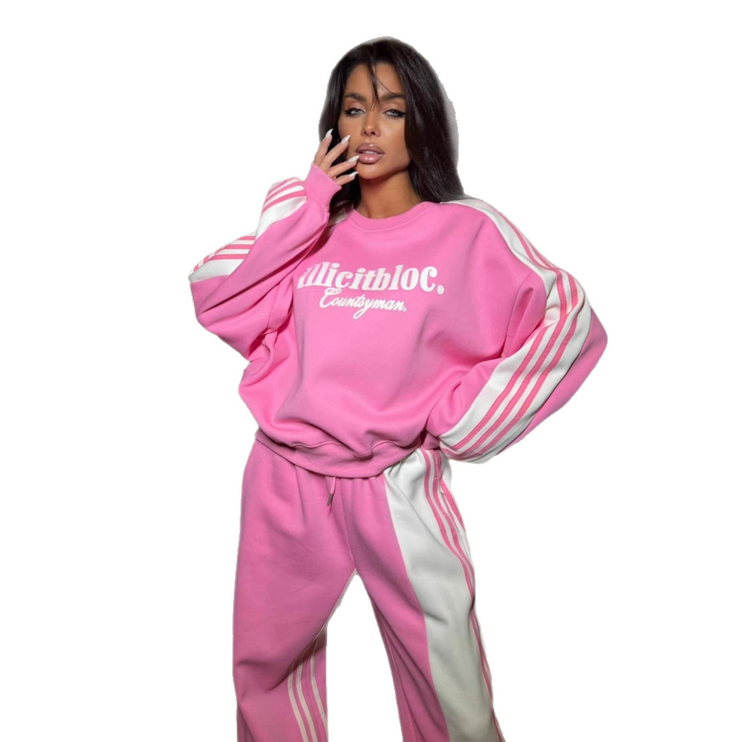 Dame sporty lounge sæt med fashionable bogstaver og elegante striber Stilla