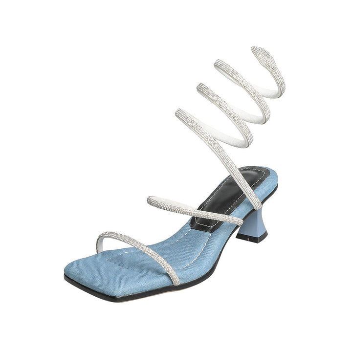 Femme Elegante Anklerem Blokhæl Sandaler Stilla