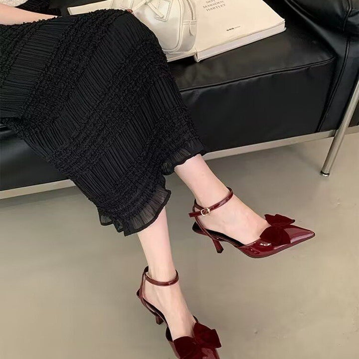 Dame elegante spids kilehæle med sløjfedetalje Stilla