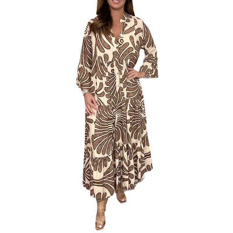 Stilla | Chic Loose Fashion V-Hals Chiffon Plisseret Kjole
