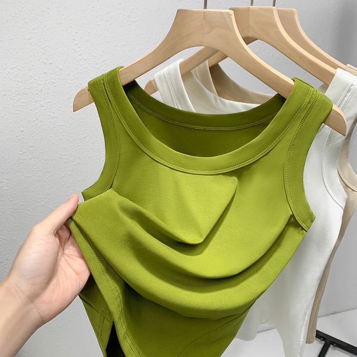 Dame tanktop uden ærmer med raffineret draperingseffekt Stilla