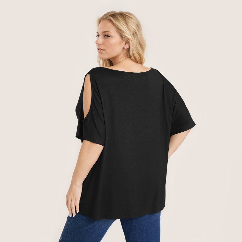 Dame Oversized T-Shirt med skulderudskæringer Skovae