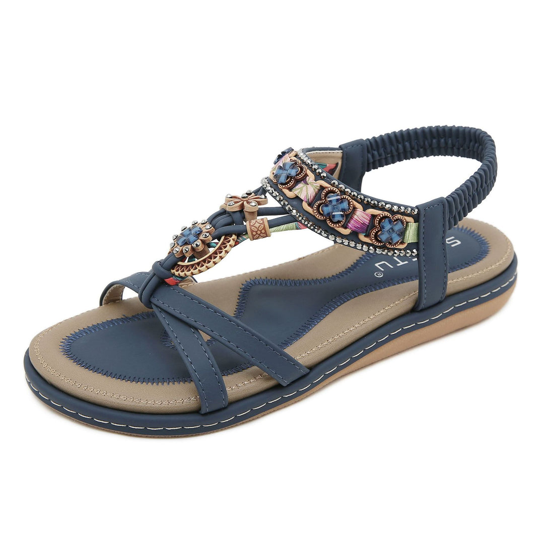 Dame mode T-strap sandaler med luksuriøs smykkeudsmykning Stilla