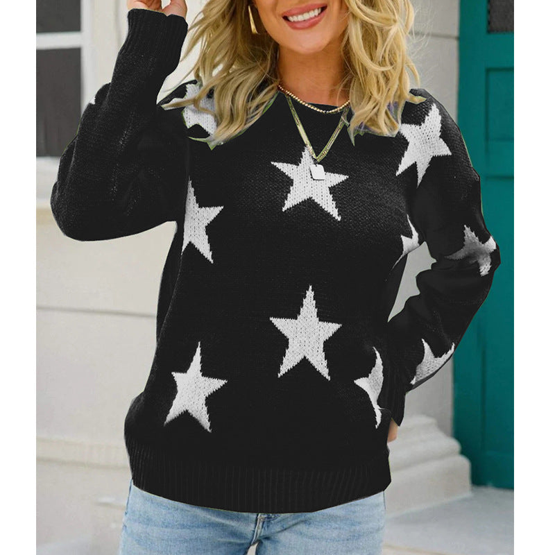 Dame sweater med stjernemønster og afslappet pasform Stilla