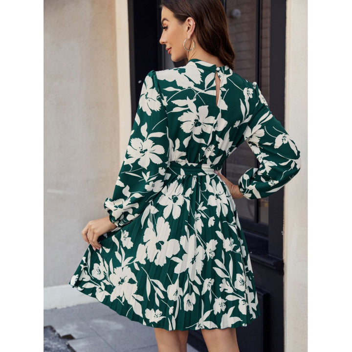 Dame Floral Print A-Linien Kjole med Bælte talje Stilla