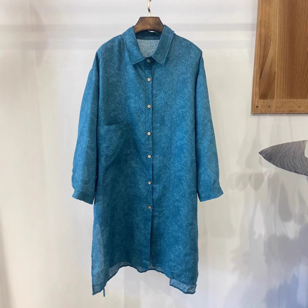 Femme Relaxed Fit Knaplukning Skjorte med unikke mønstre Stilla