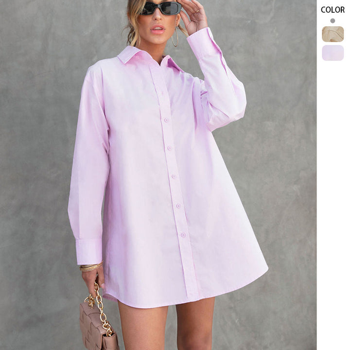 Kvinders langærmede bluse i oversized snit med komfortable brystlommer og afslappet design Stilla