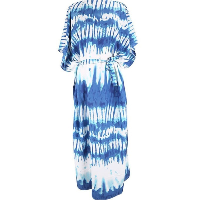 Dame Strandkaftan med afslappet snit og cool farvegradient Stilla
