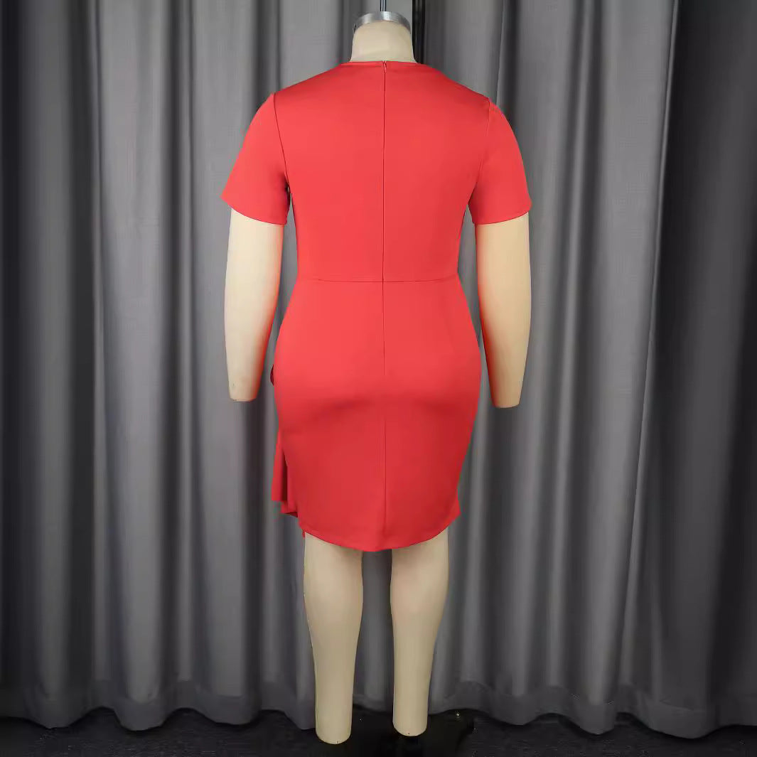 Dame figursyet kjole med asymmetrisk draperingsdetalje Skovae
