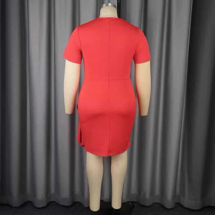 Dame figursyet kjole med asymmetrisk draperingsdetalje Skovae