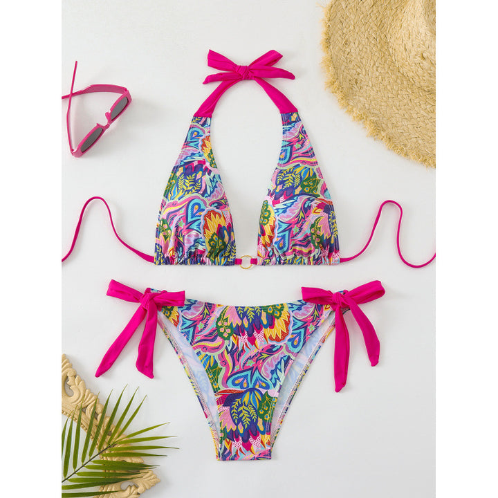 Dame Triangel-Bikini med bindbare stropper og livligt mønster Skovae