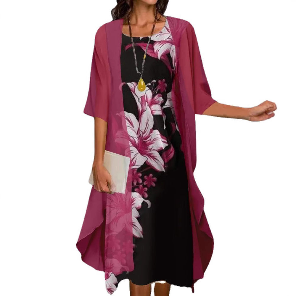 Dame Chiffon Overdel med floralt design Stilla