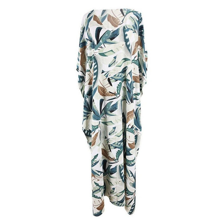 Dame Strandkaftan med blomsterbladmønster og elegant snit Stilla