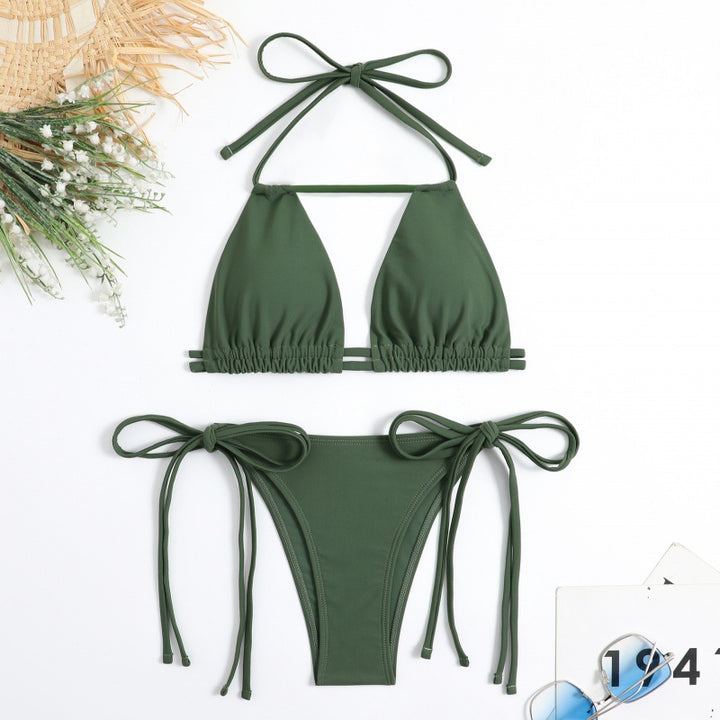 Dame trekant-bikini med fleksible snore og moderigtig snit Skovae