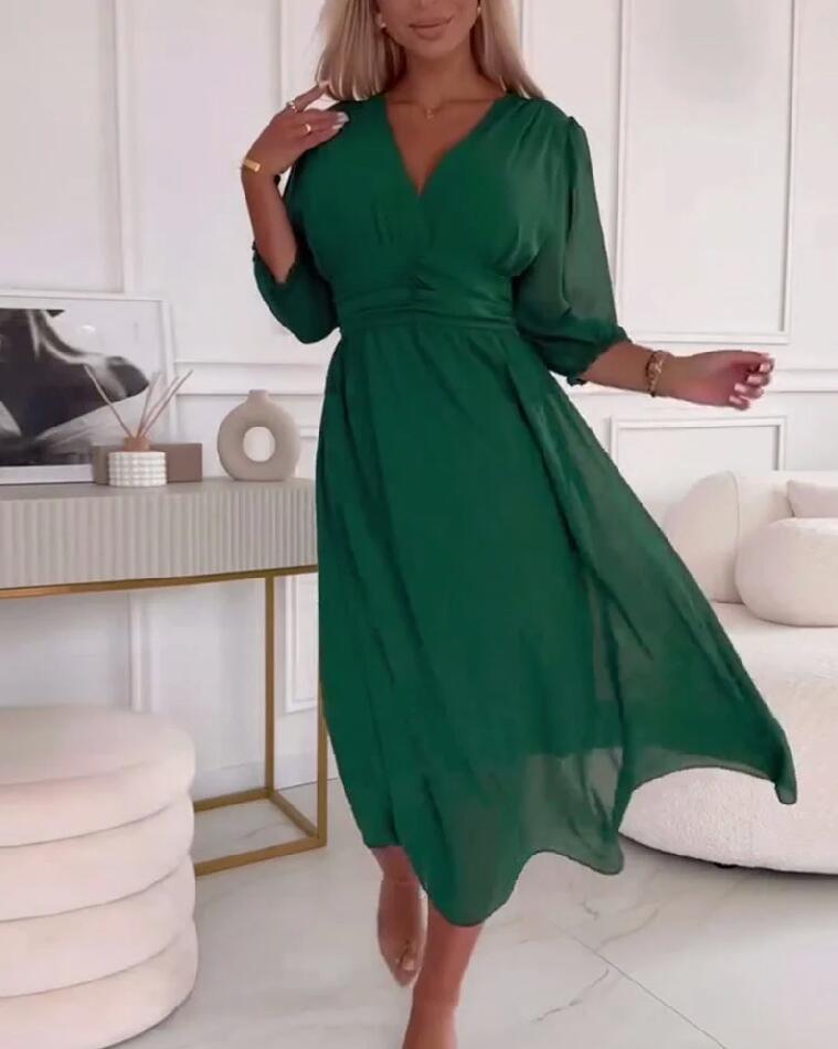 Dame Elegant Chiffon Wrap Kjole Stilla