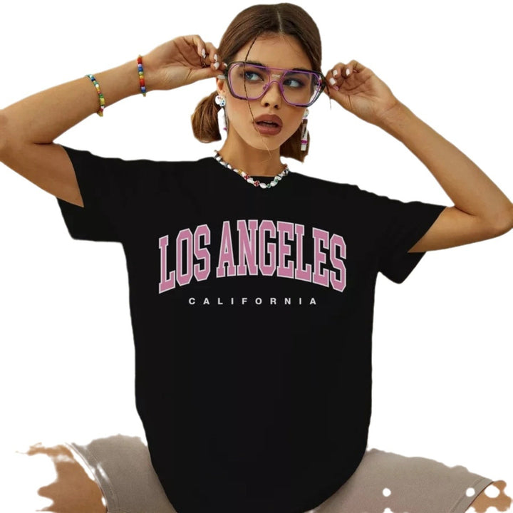 Dame T-shirt med stilfuld Los Angeles skrift og afslappet snit Stilla