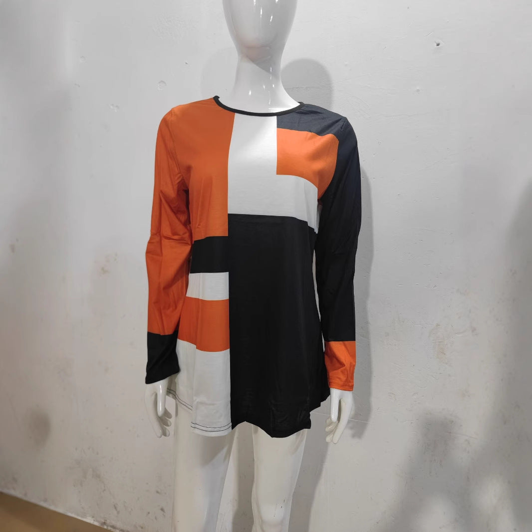 Stilla | Trendy Print Rund Hals Lange Ærmer Top