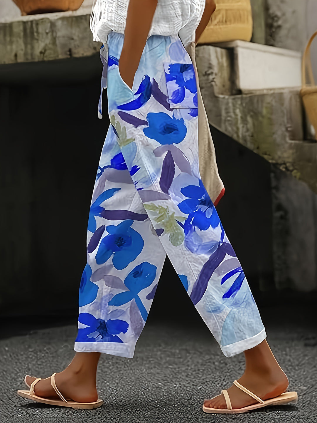Dame Lette Sommerbukser med blomstret design Stilla