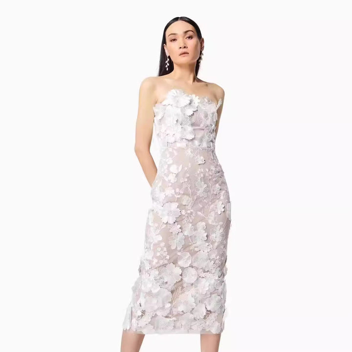 Stilla | Elegant Bodycon Off-Shoulder Midi Kjole