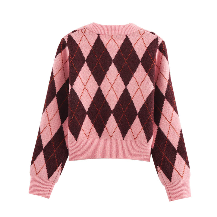 Femme Argyle-mønster Strikjakke Stilla 1750151739