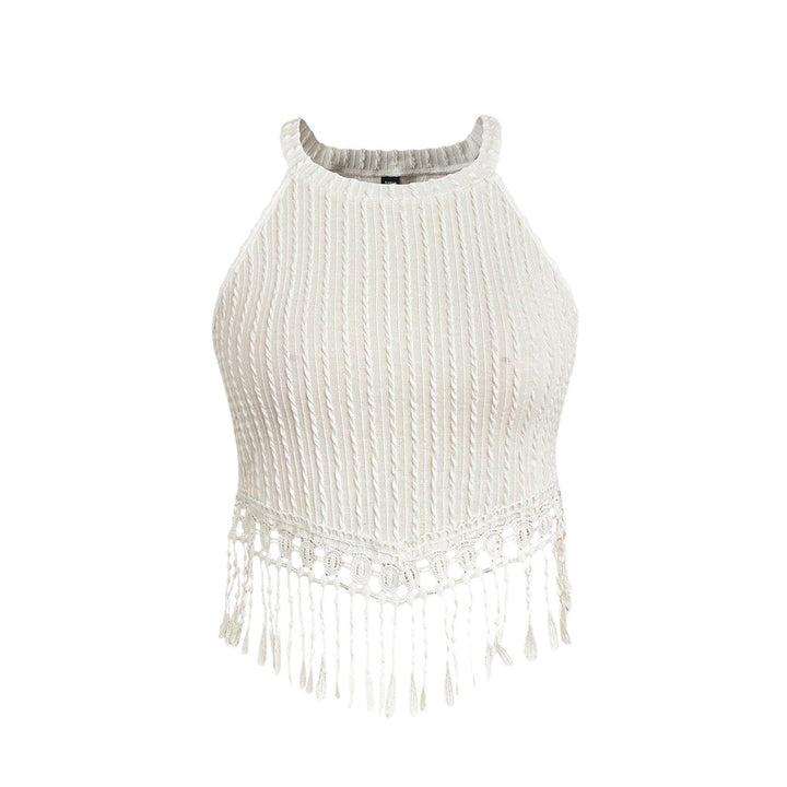 Dame trendy haltertop med kunstneriske frynser Stilla
