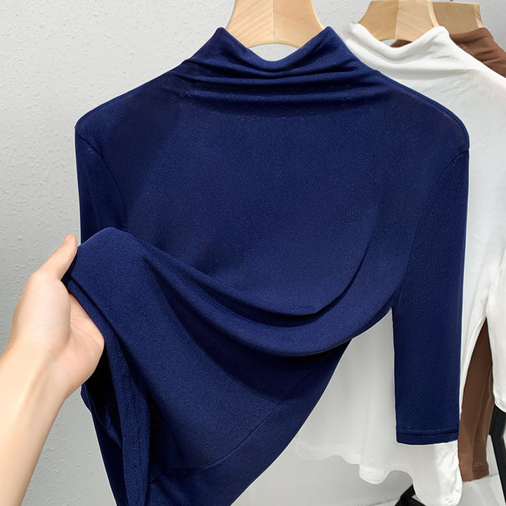 Dame Langærmet skjorte med moderne stålkrave og elegant drapering Stilla