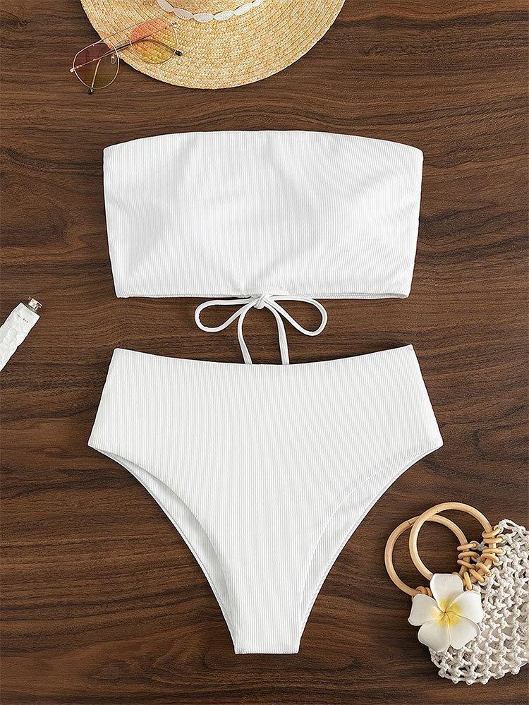 Dame bandeau-bikini med justerbar trusse og raffineret design Skovae