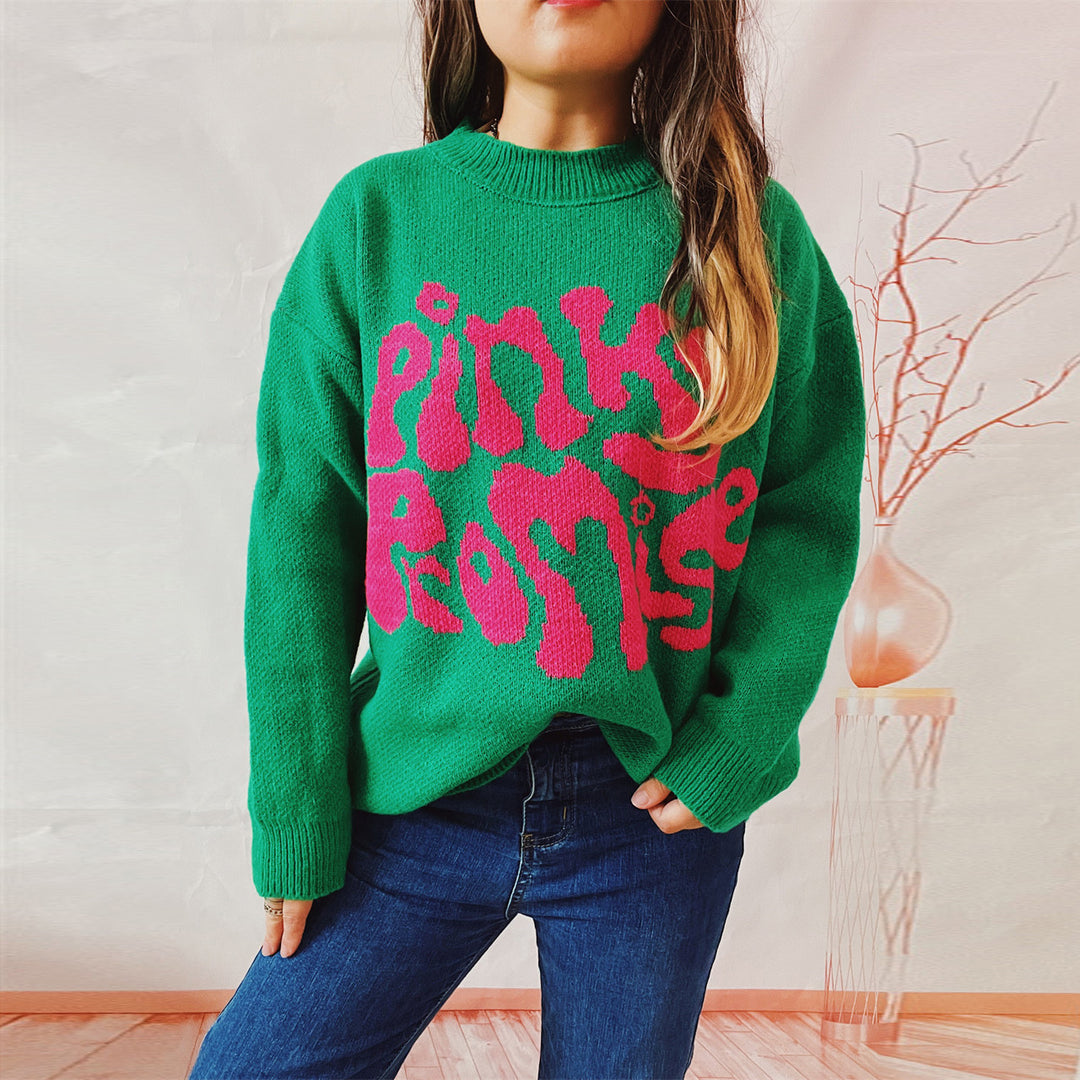 Dames casual sweater med unikt tekstdesign Stilla
