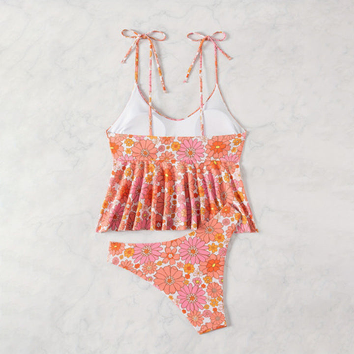 Dame Rüsch Blomst Peplum Bikini Sæt Stilla