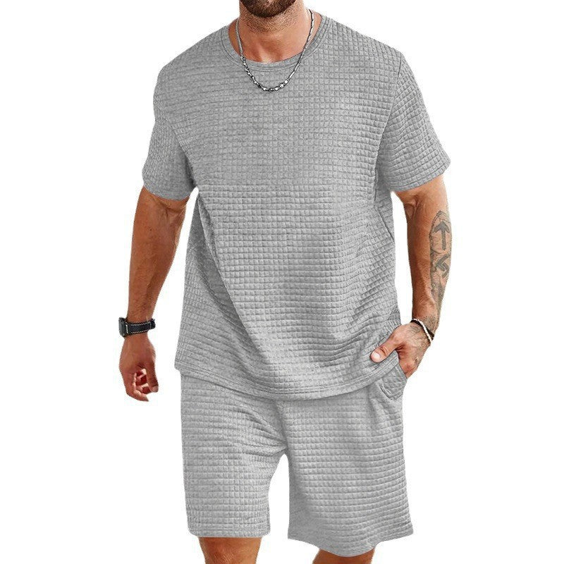 Herrer sporty top med struktureret design og bløde shorts Stilla