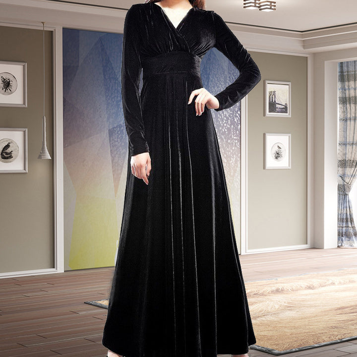 Dame Elegant Maxikjole i fløjl med omslagsdesign Stilla
