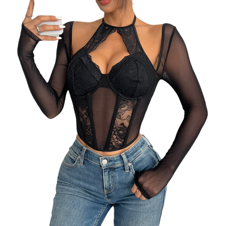 Dame Spids-Corset-Top med langærmet Stilla